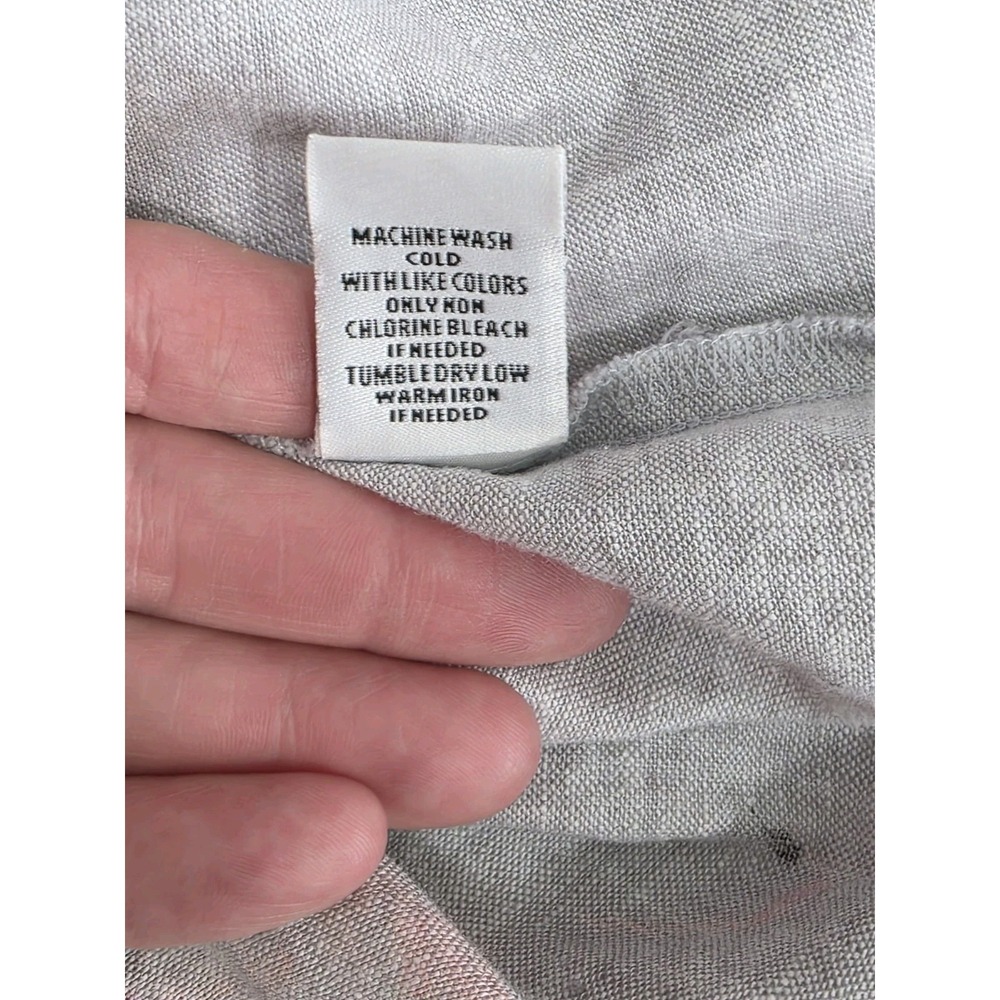 Habitat Button Up L Heavier Weight Linen Gray Pink Floral Resort Dressy Feminine - Picture 8 of 9